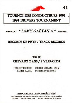 1996 Hippodrome de Montreal #41 Gaétan A. Lamy - Tournoi des Conducteurs 1994 Back